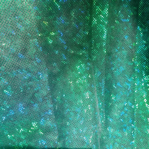 MERMAID SUIT ~ Holographic Green Halter Romper - Picture 4 of 4